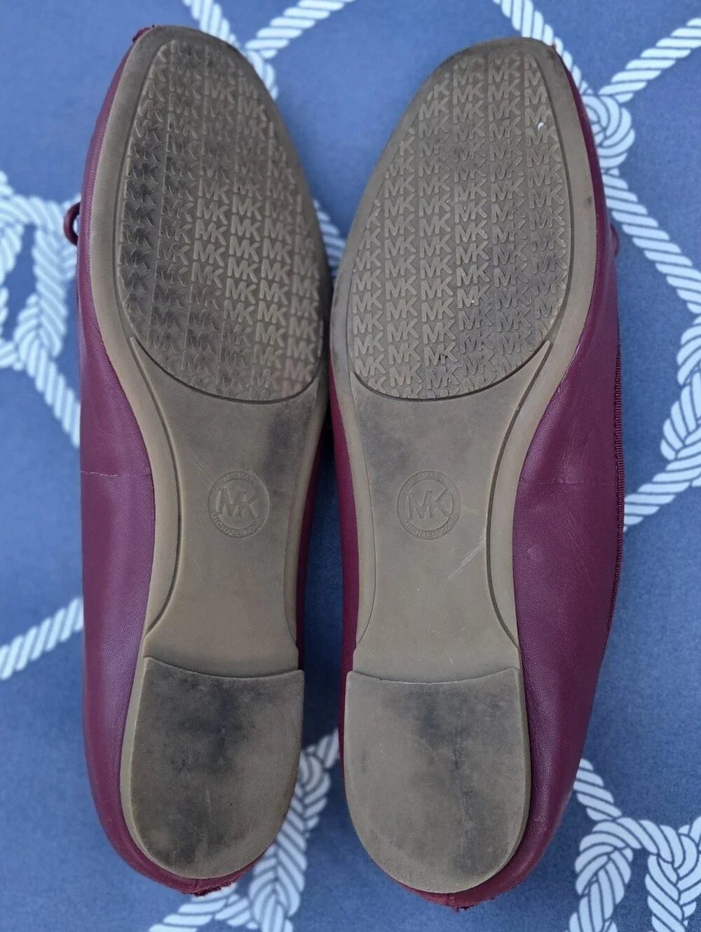 Michael Kors Nori Flex Flat Mulberry/Wine/Dark Red MK Ballet Flats Bow Charm 7.5